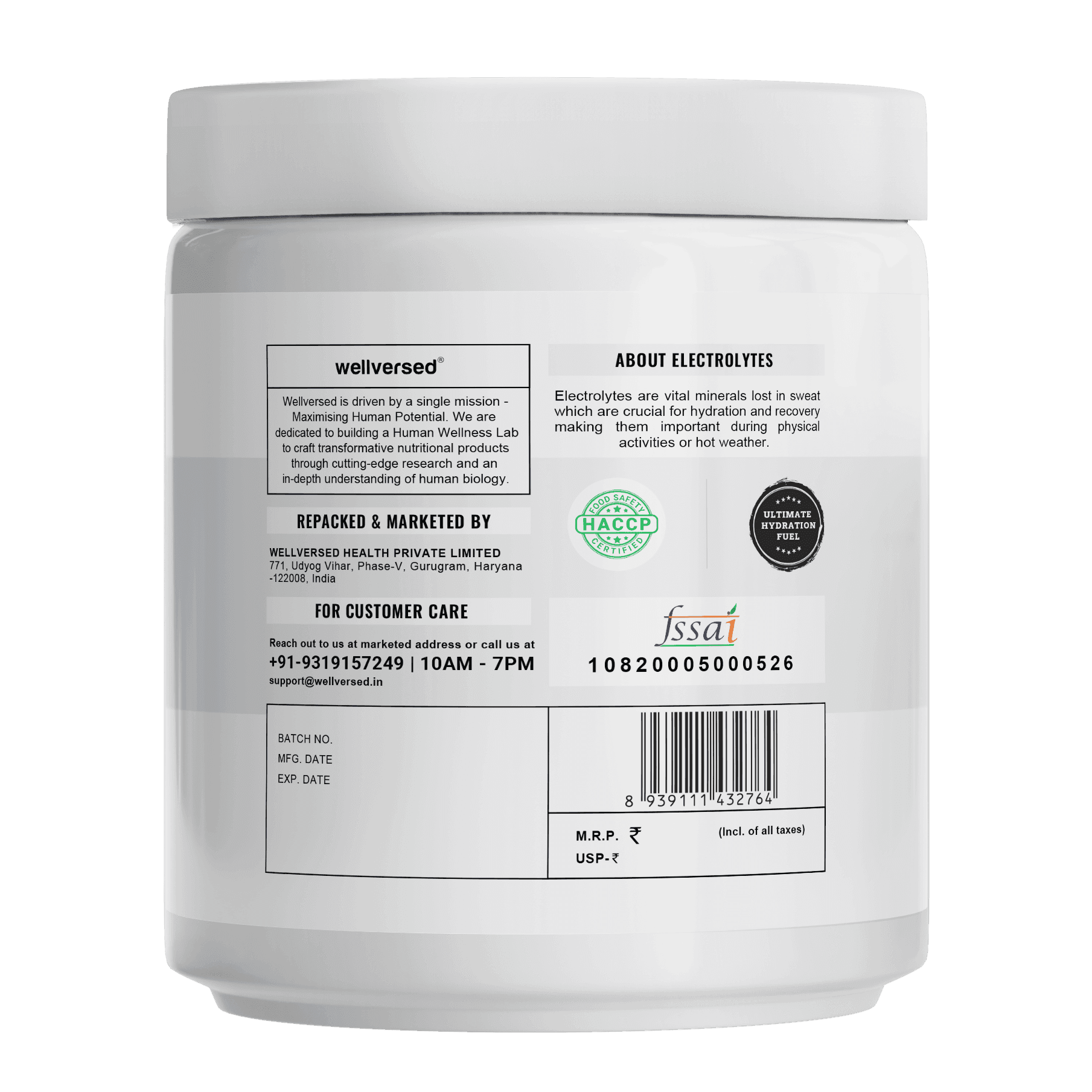 Wellcore - Unflavoured Electrolytes 200gm