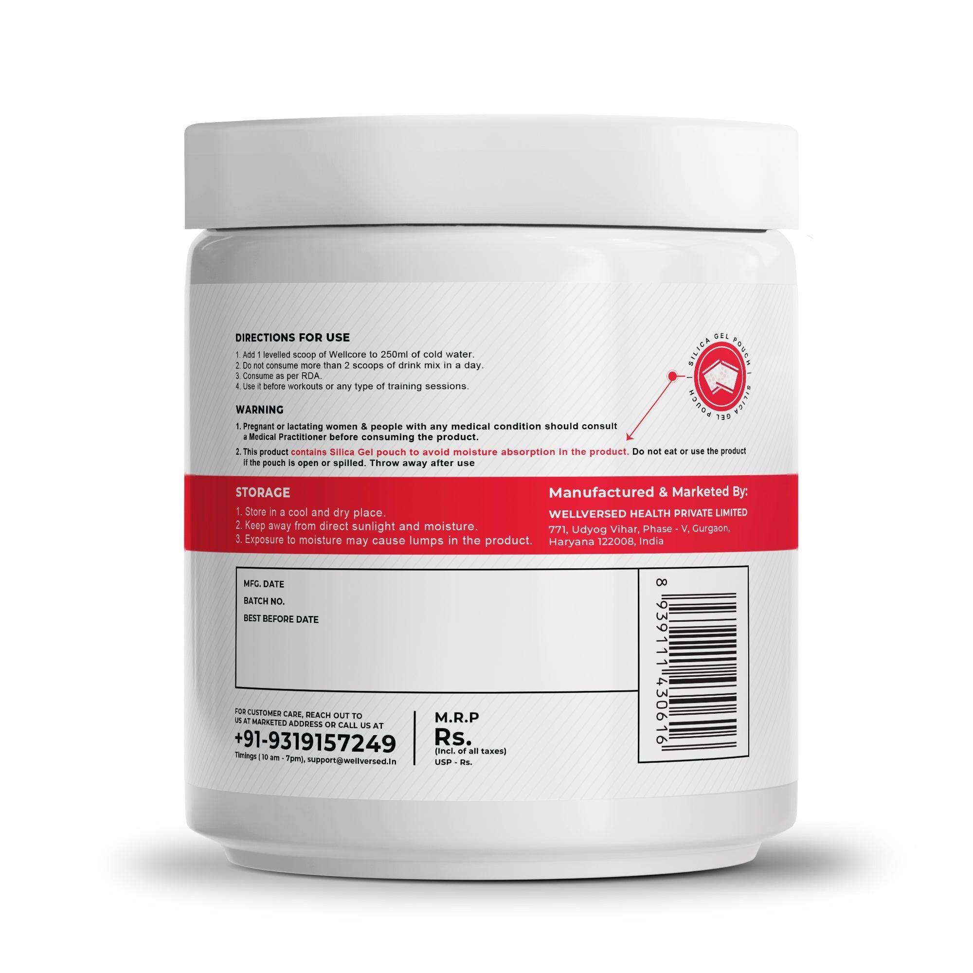 Wellcore - Beast Mode Pre Workout Supplement | Valencia Orange - (420g, 30 Servs)