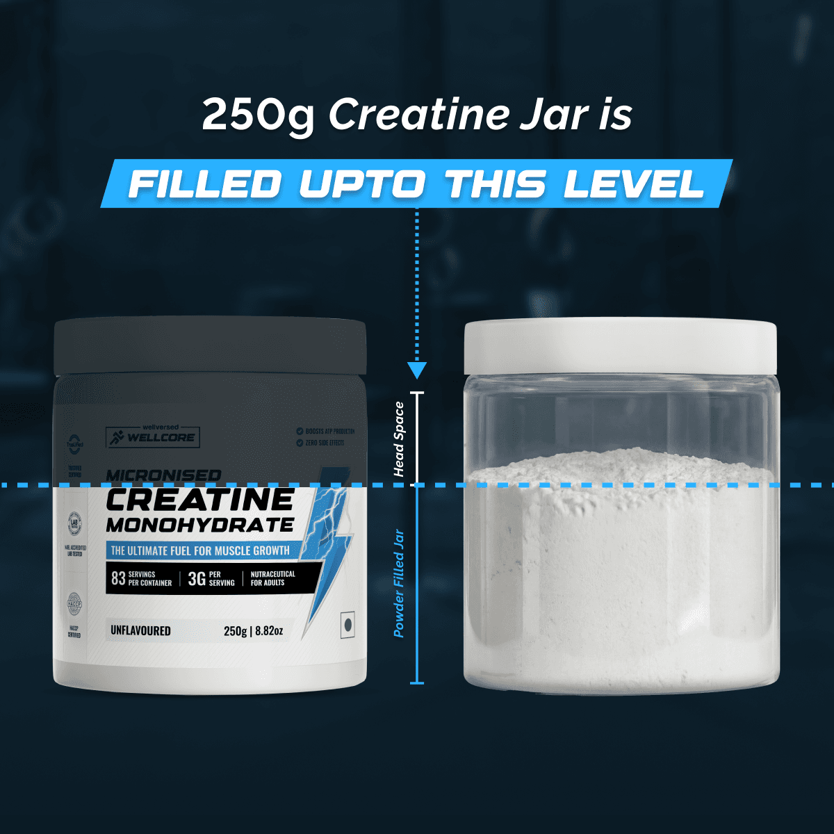 Wellcore - Micronised Creatine Monohydrate (250g, 83 Servings)