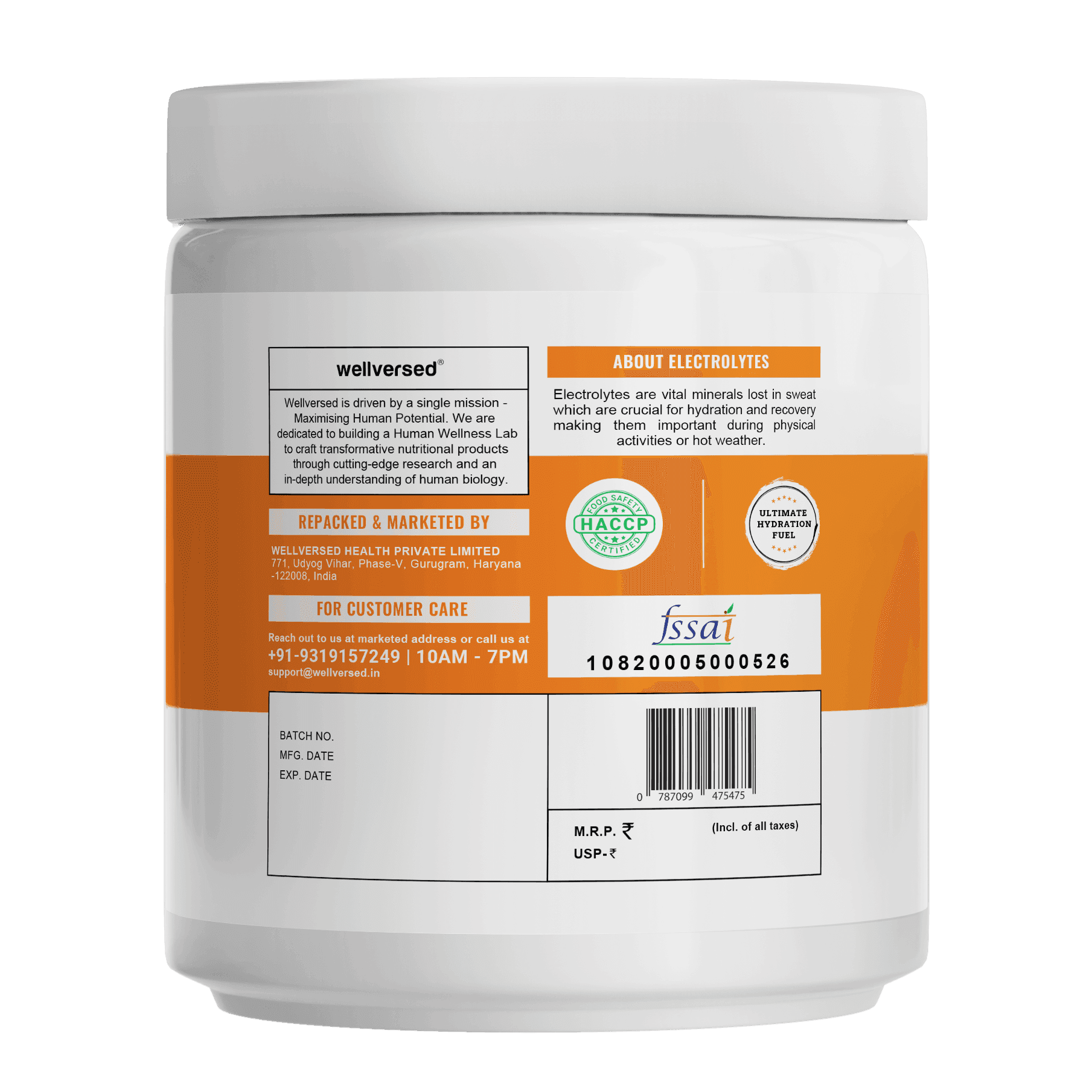 Wellcore - Electrolytes  - Orange - Zero Sugar Electrolyte Powder