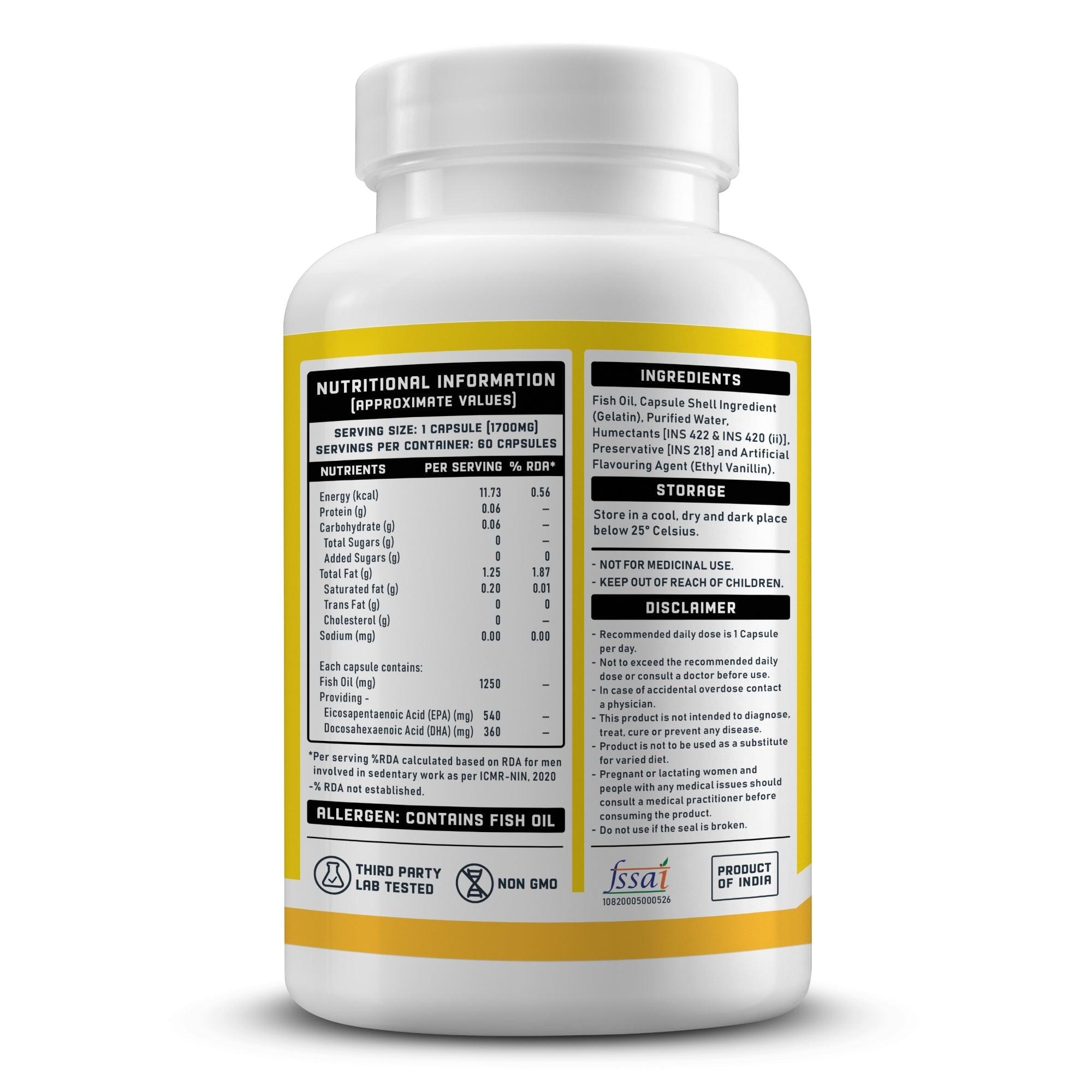 YouWeFit Omega-3 Fish Oil (60 Capsules), 1250mg