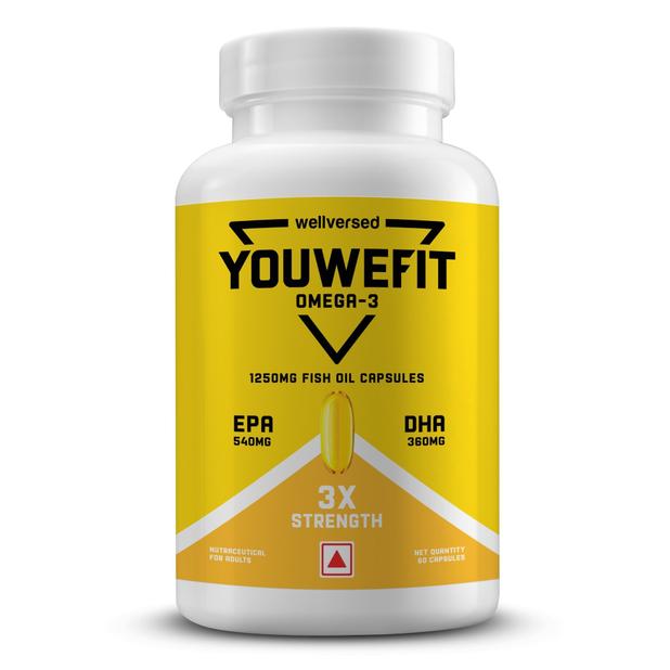 YouWeFit Omega-3 Fish Oil (60 Capsules), 1250mg