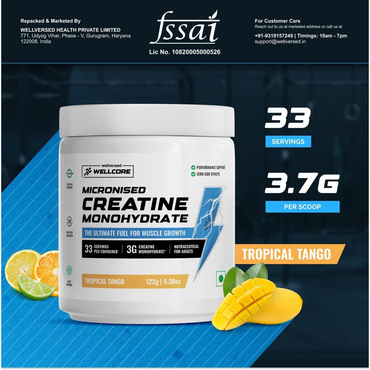 TS - Wellcore - Pure Micronised Creatine Monohydrate (122g, 33 Servings) Tropical Tango