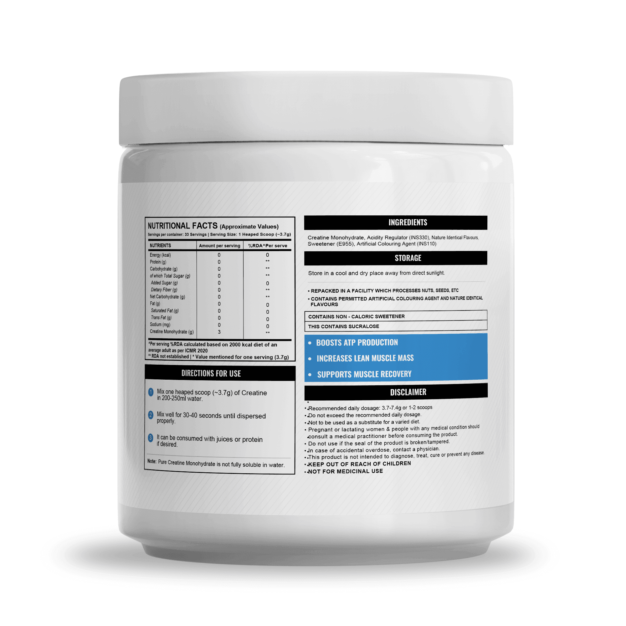 TS - Wellcore - Pure Micronised Creatine Monohydrate (122g, 33 Servings) Tropical Tango