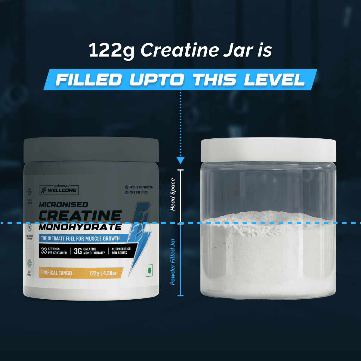 TS - Wellcore - Pure Micronised Creatine Monohydrate (122g, 33 Servings) Tropical Tango