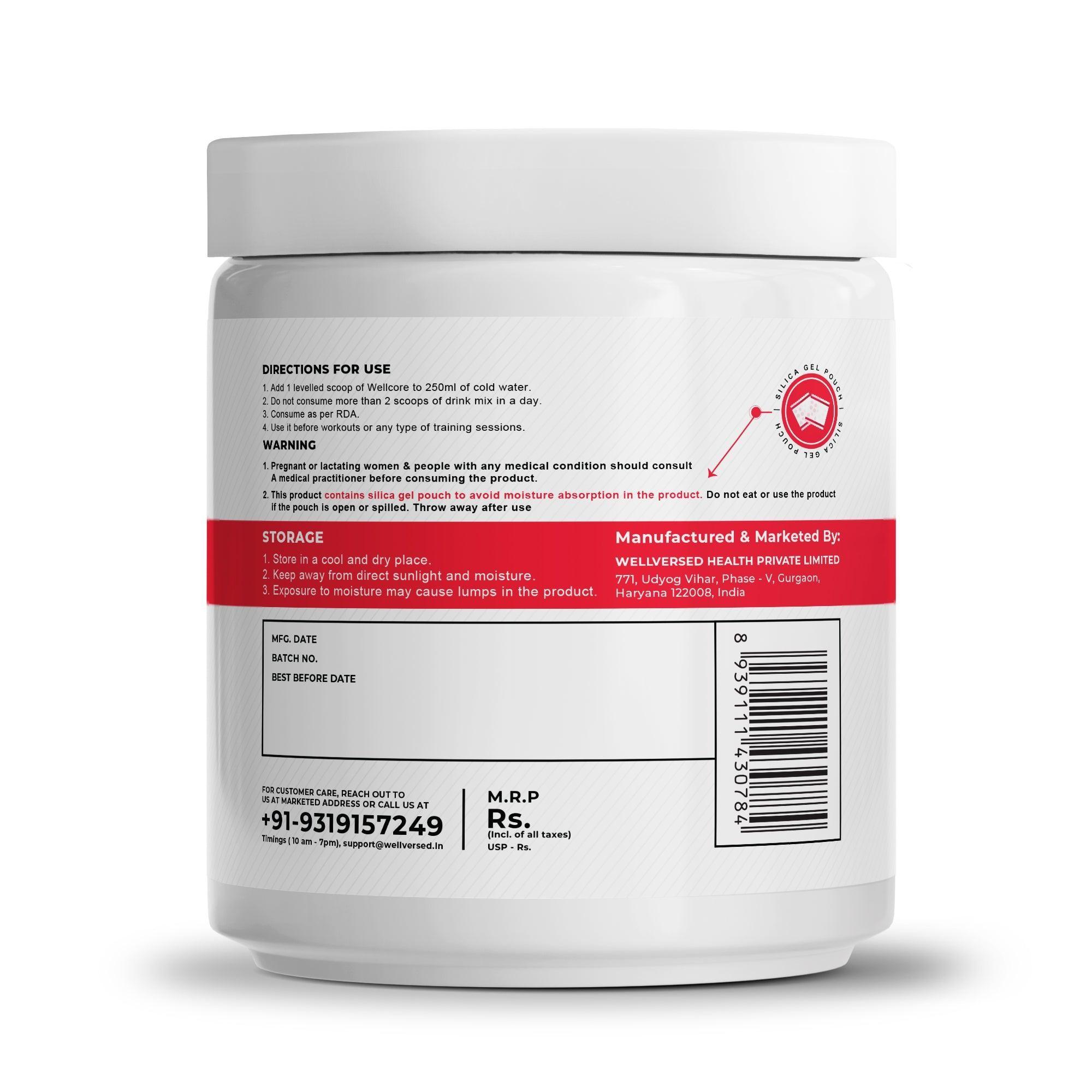 Wellcore - Beast Mode Pre Workout Supplement | Valencia Orange - (210g, 15 Servs)
