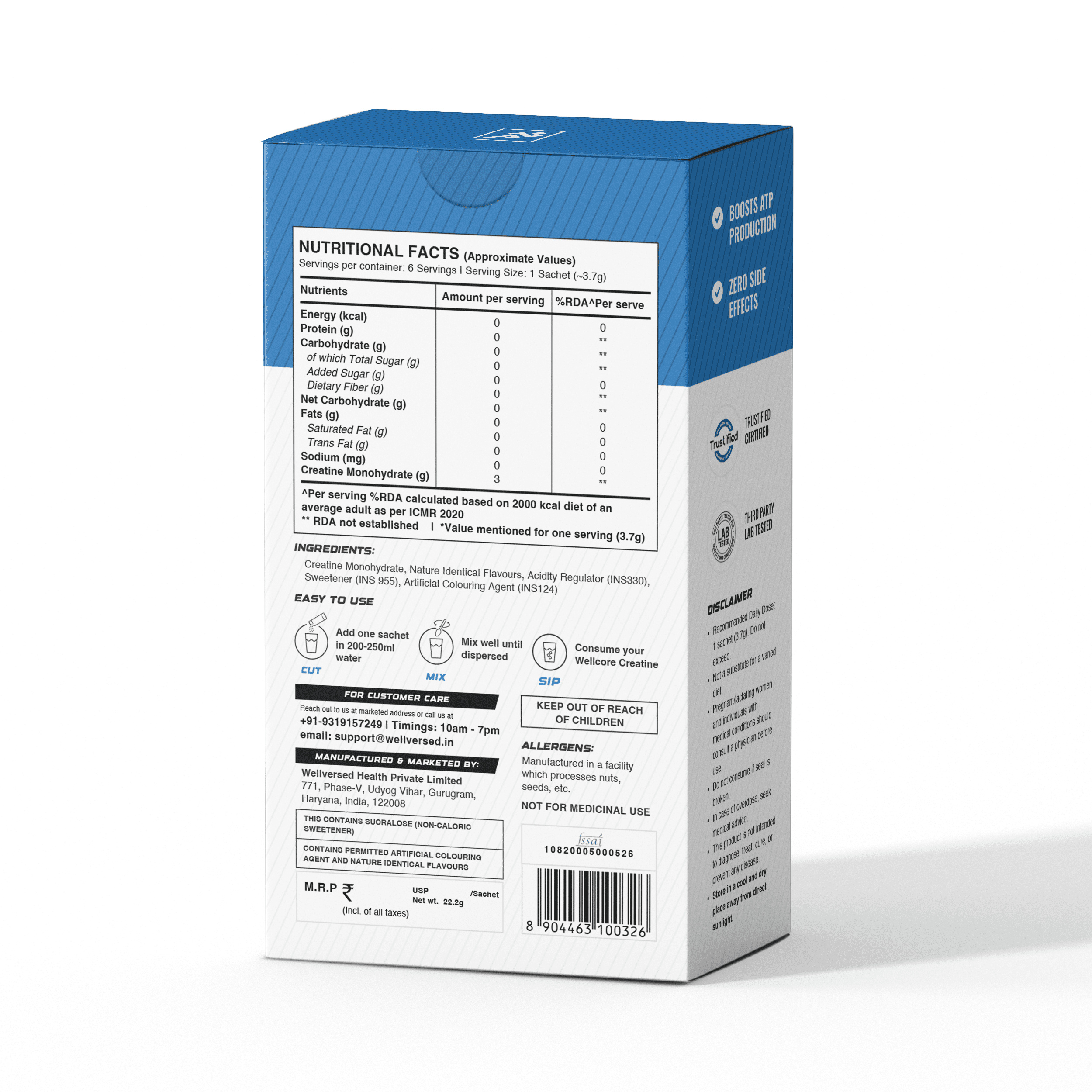 Wellcore - Pure Micronised Creatine Monohydrate | Fruit Fusion (6 Sachets)