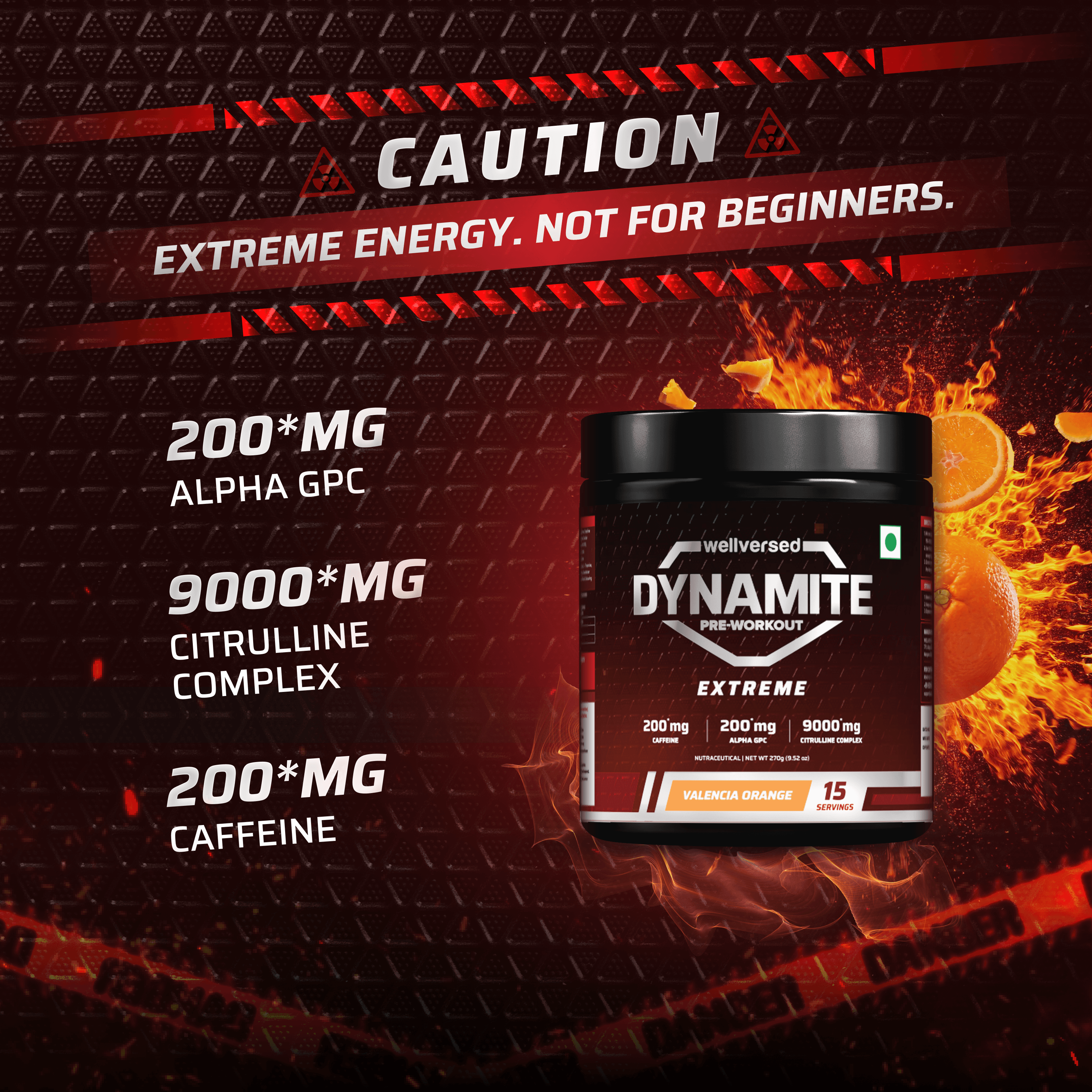 Dynamite Pre-Workout EXTREME (270g, 15 Servings) | Valencia Orange