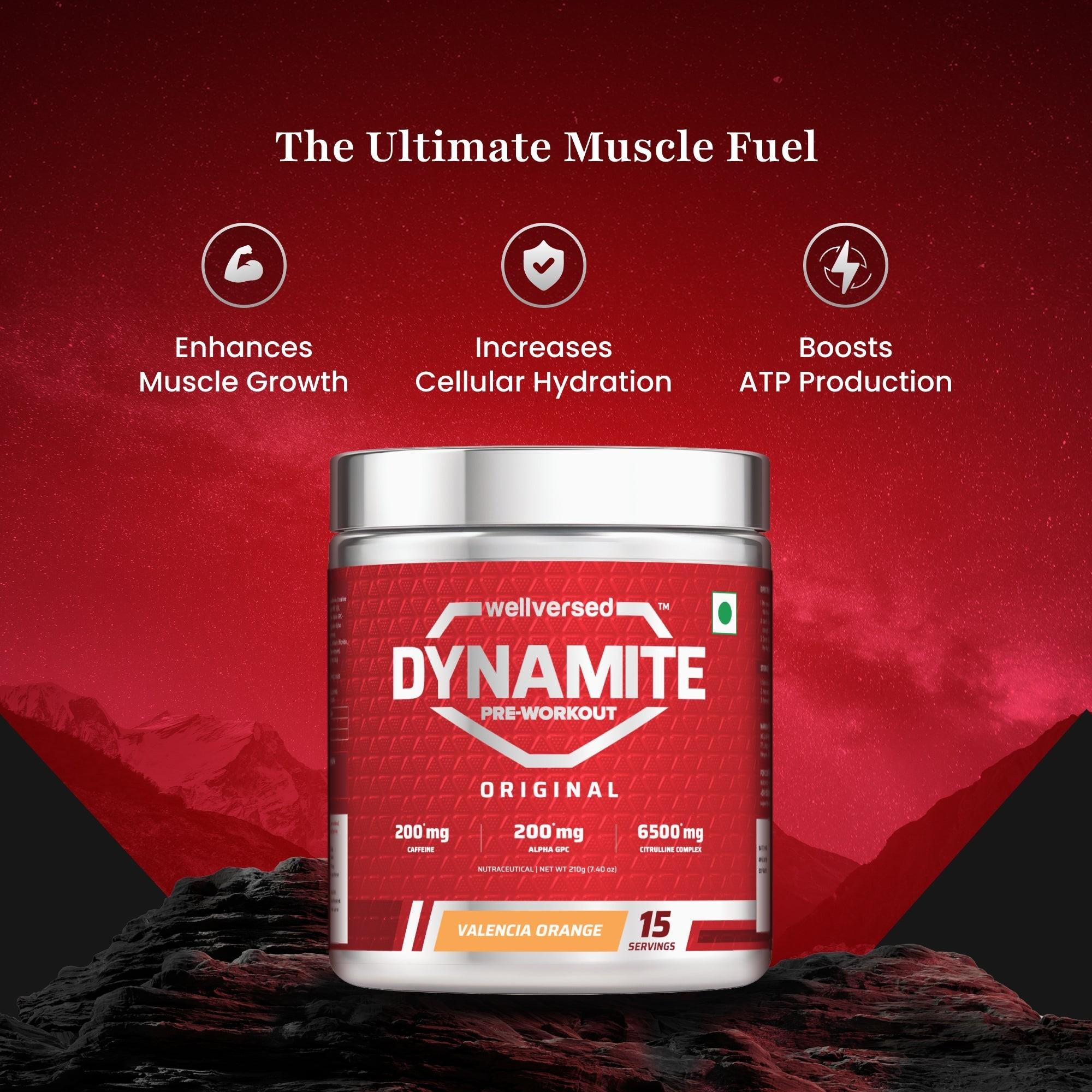 Dynamite Pre-Workout (210g, 15 Servings, Valencia Orange) + Okami Shilajit Resin (20g)