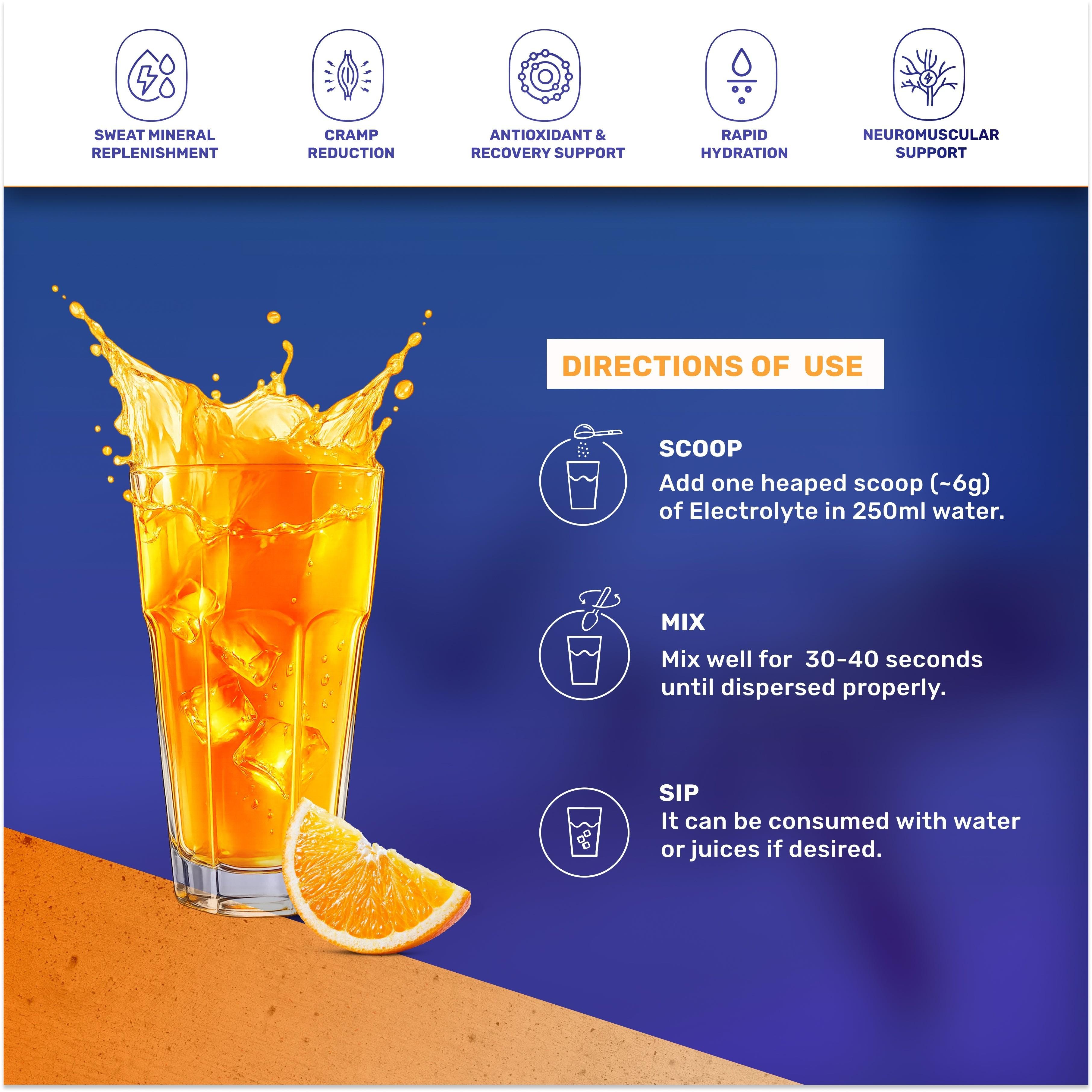 OSMO - Electrolyte Hydration Blend (Advanced Salts + Taurine & Vitamins) | Valencia Orange Flavour (270g, 45 servings)