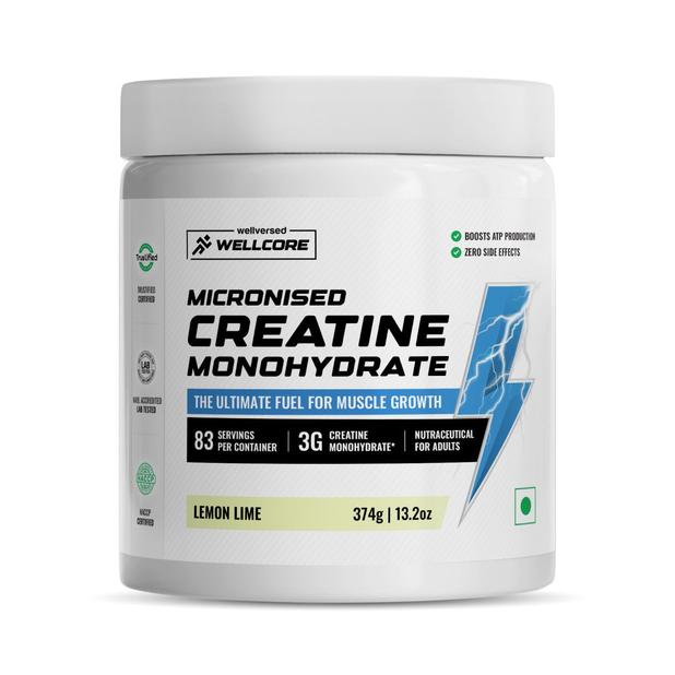 Wellcore - Pure Micronised Creatine Monohydrate | Lemon Lime (374g, 83 servings)