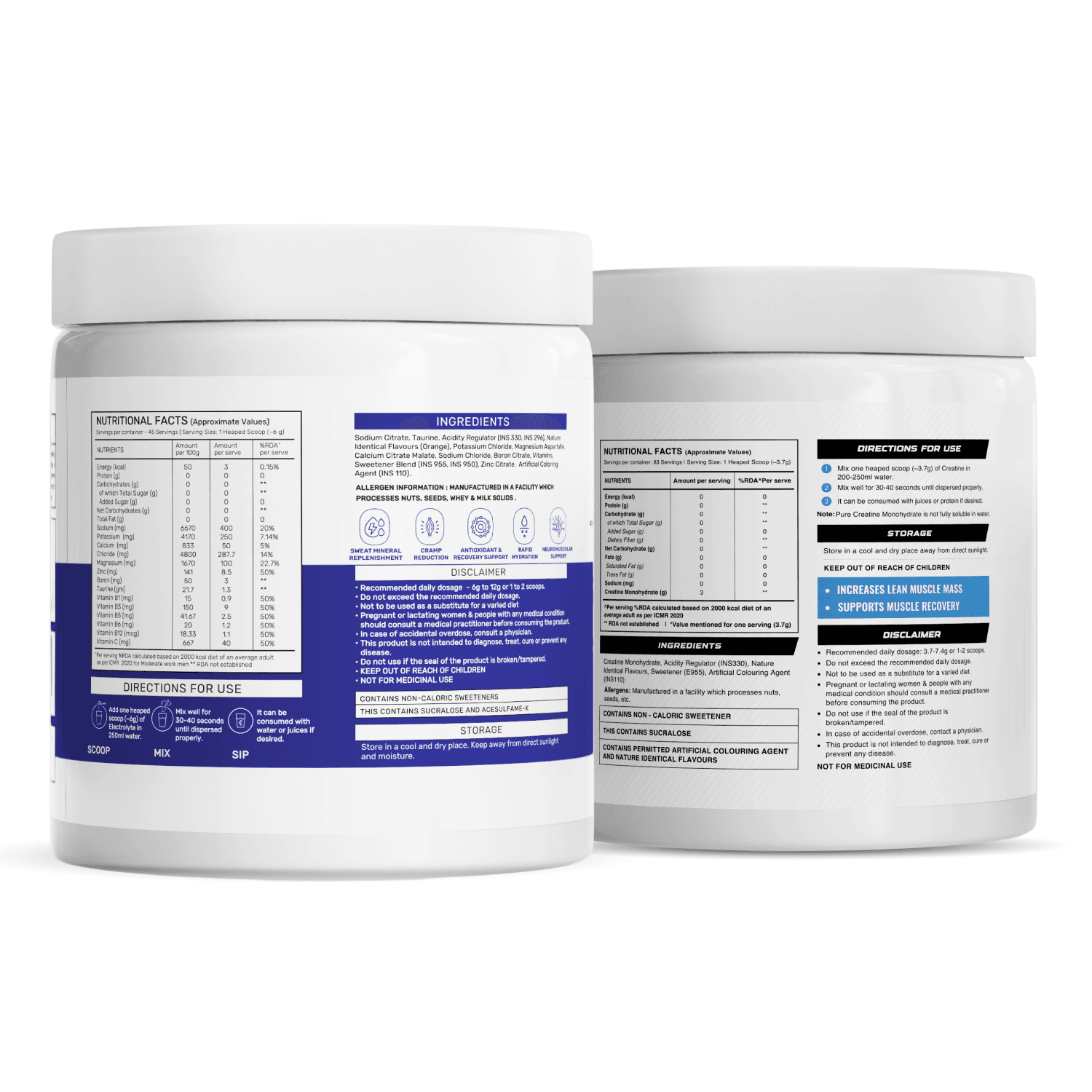 OSMO - Electrolytes (45 servings, Valencia Orange) +  Wellcore Creatine (83 Servings, Tropical Tango)