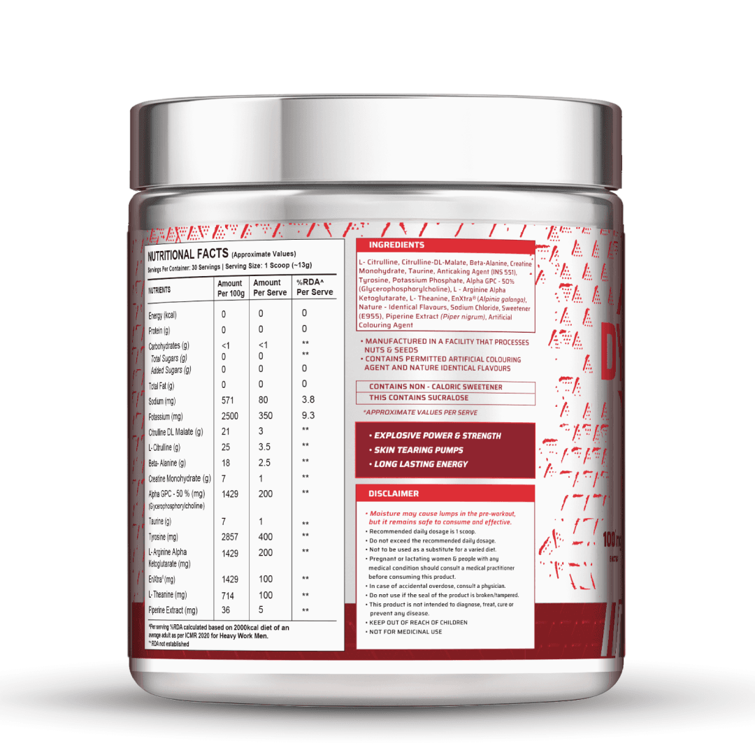 Dynamite Pre-Workout Caffeine Free (390g, 30 Servs) | Green Apple
