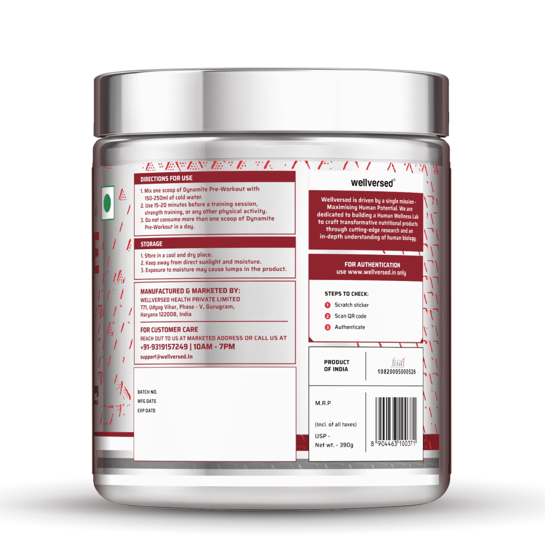 Dynamite Pre-Workout Caffeine Free (390g, 30 Servs) | Green Apple