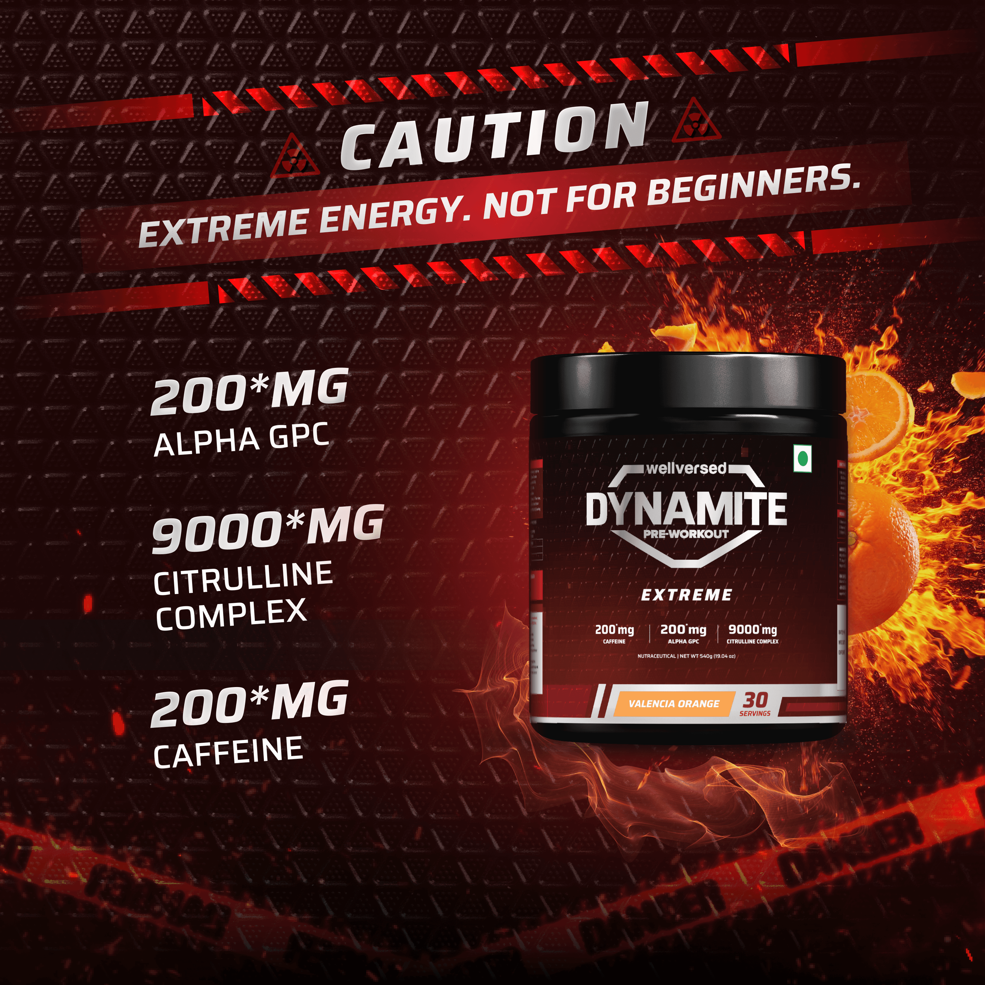 Dynamite Pre-Workout EXTREME (540g, 30 Servings) | Valencia Orange
