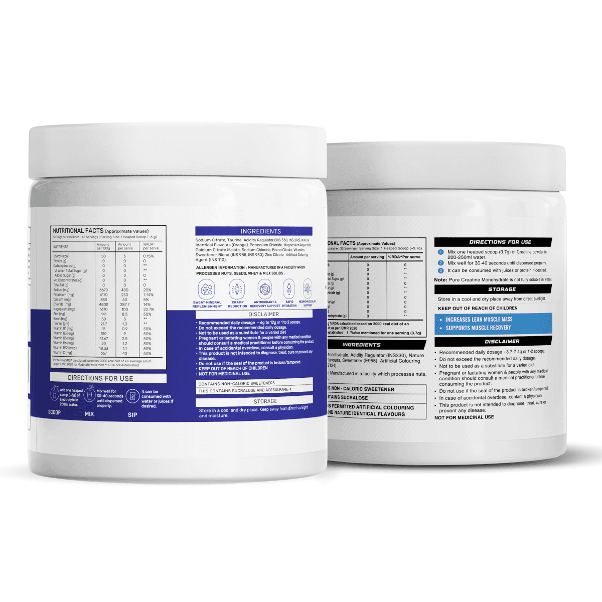 OSMO - Electrolytes (45 servings, Valencia Orange) + Wellcore Creatine (33 Servings,  Fruit Fusion)