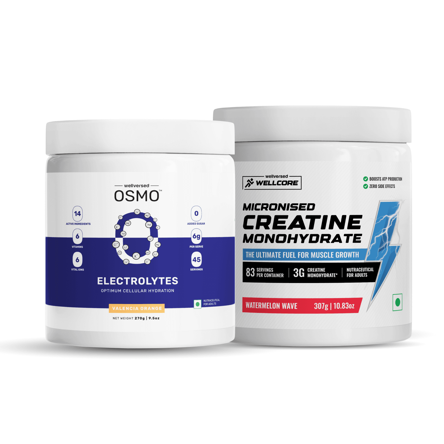 OSMO - Electrolytes (45 servings, Valencia Orange) + Wellcore Creatine (83 Servings, Watermelon Wave)