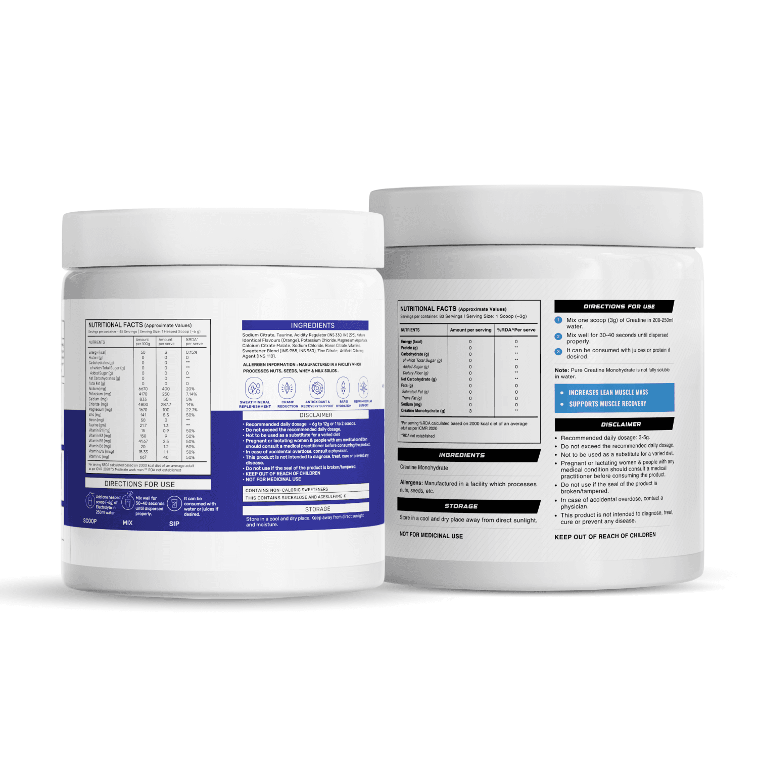 OSMO - Electrolytes (45 Servings, Valencia Orange) + Wellcore Micronised Creatine Monohydrate (83 Servings, Unflavoured)