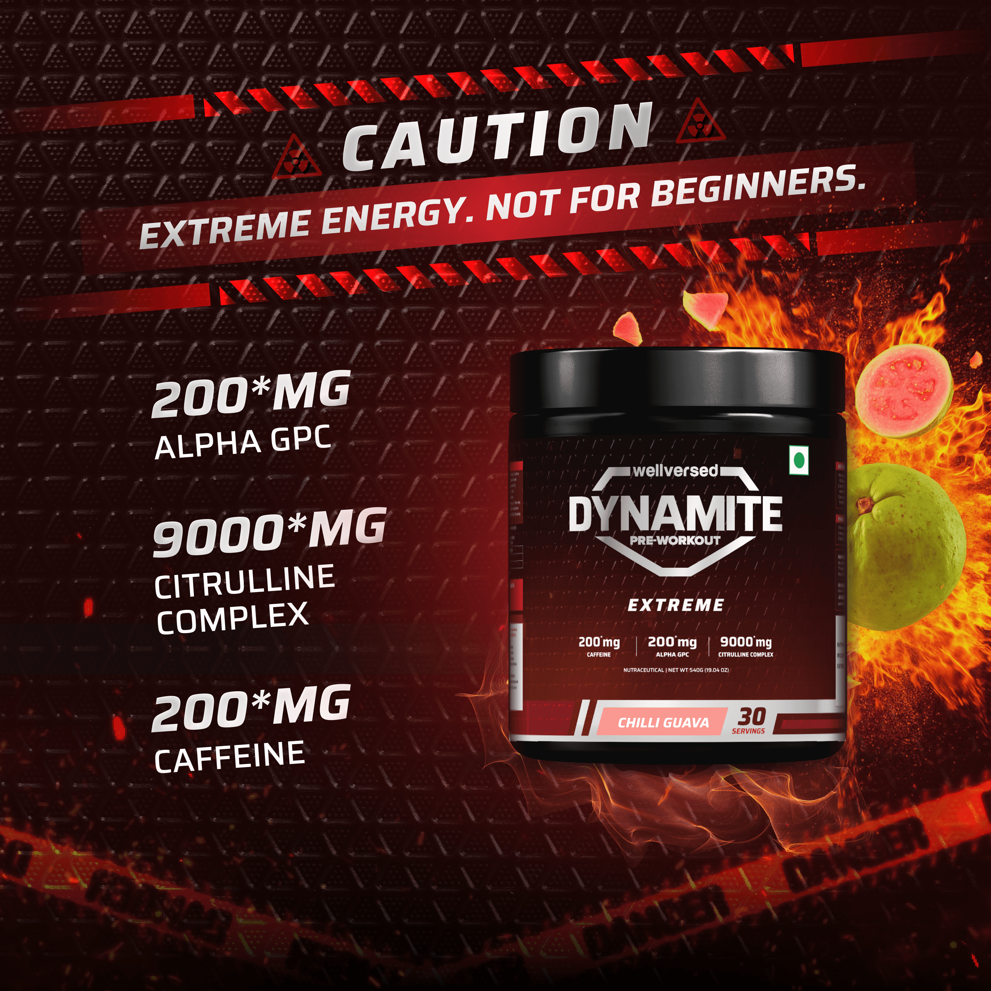 Dynamite Pre-Workout EXTREME (540g, 30 Servings) | Chilli Guava
