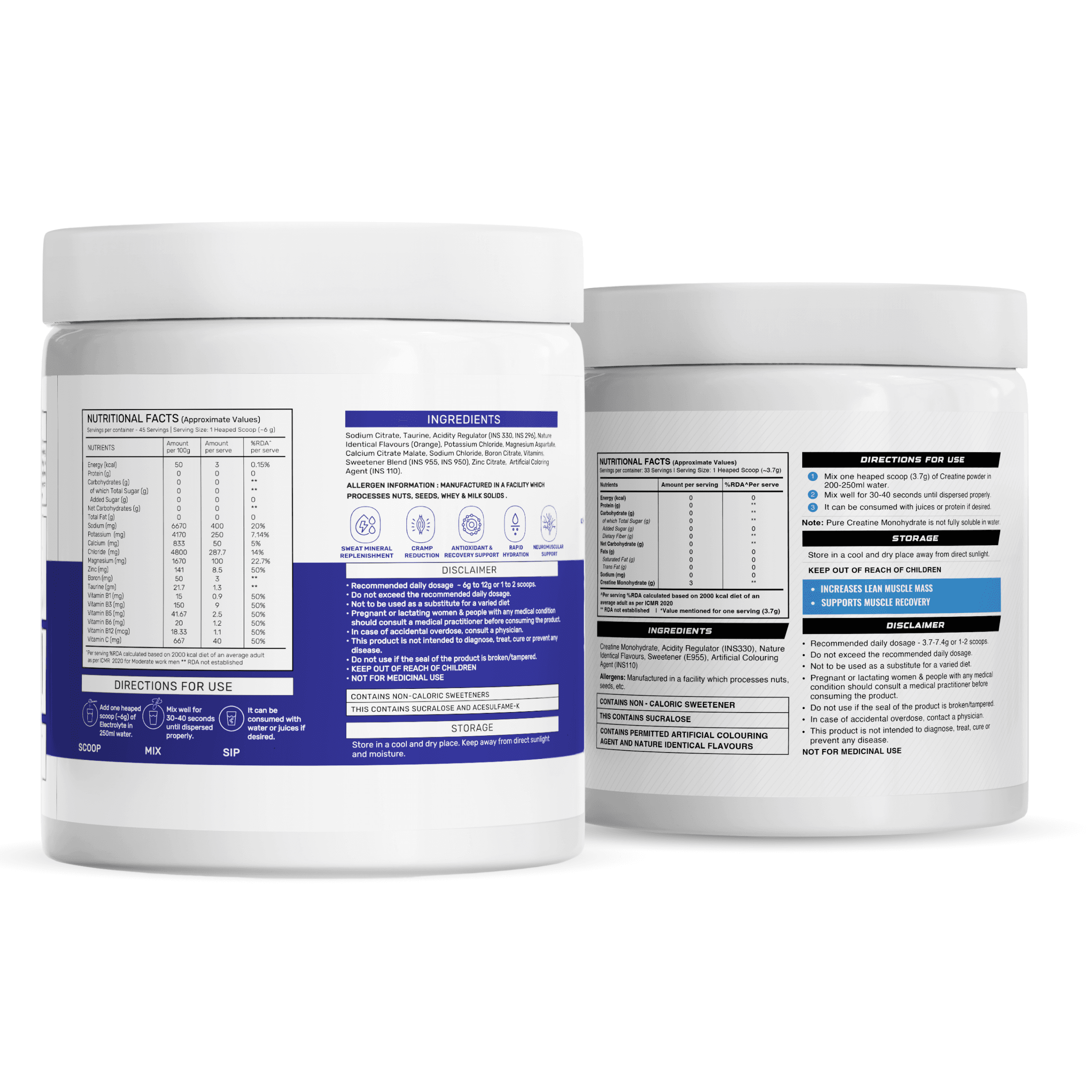 OSMO - Electrolytes (45 servings, Valencia Orange) + Wellcore Creatine (33 Servings, Tropical Tango)