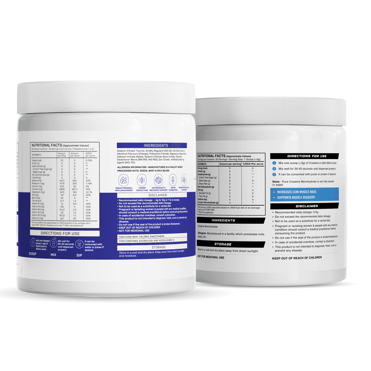 OSMO - Electrolytes (45 Servings, Valencia Orange) + Wellcore Micronised Creatine Monohydrate (33 Servings, Unflavoured)