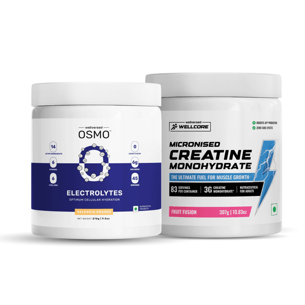 OSMO - Electrolytes (45 servings, Valencia Orange) + Wellcore Creatine (83 Servings, Fruit Fusion)