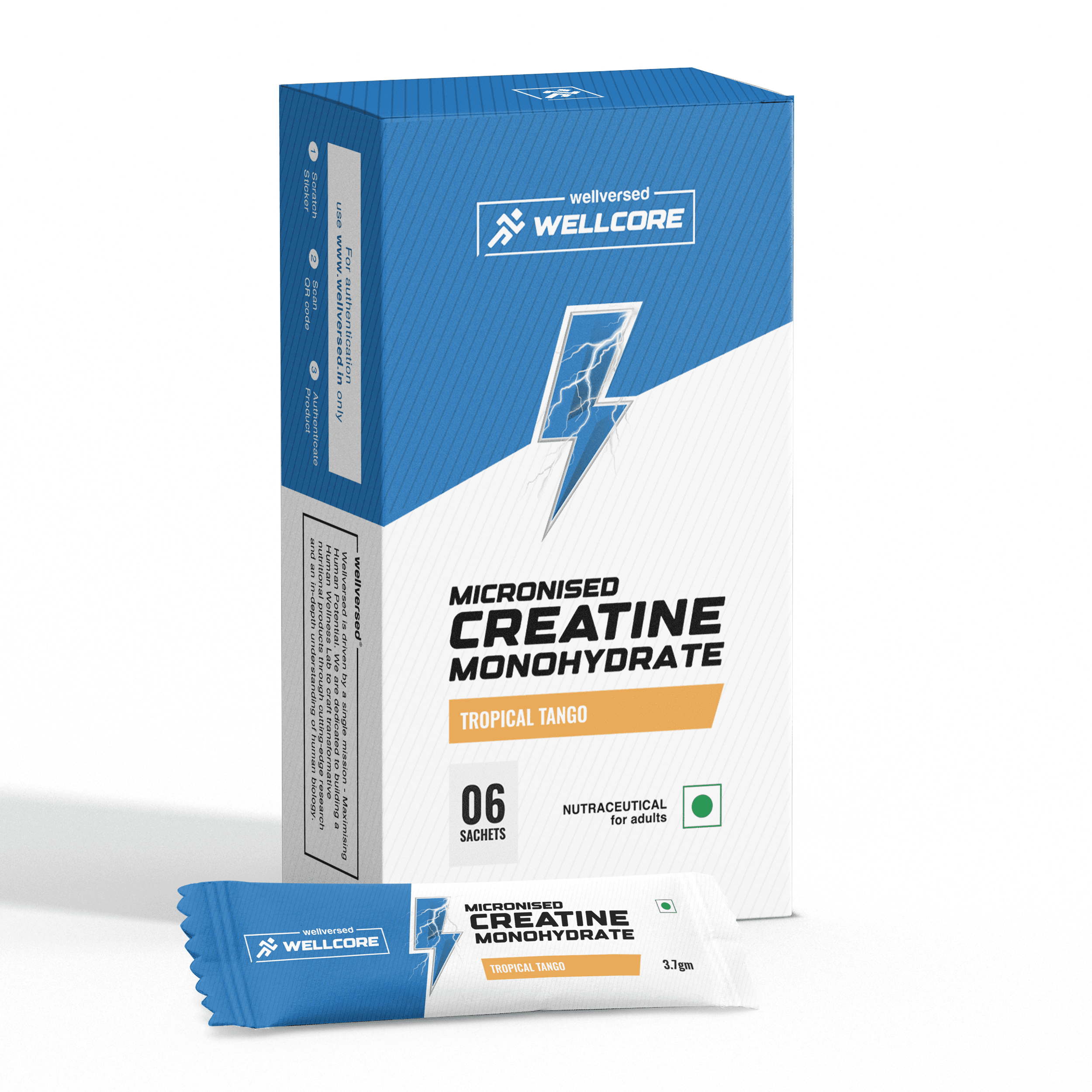 Wellcore - Pure Micronised Creatine Monohydrate | Tropical Tango (6 Sachets)