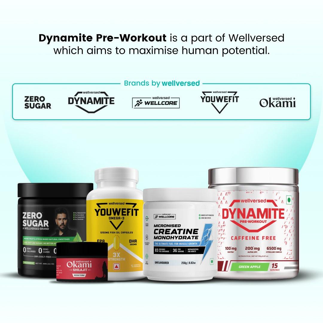 Dynamite Pre-Workout Caffeine Free (195g, 15 Servs) | Green Apple