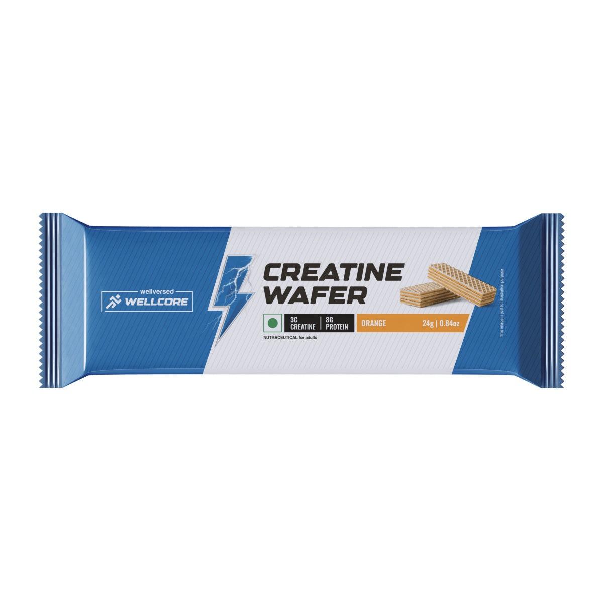 Wellcore - Creatine Wafer Bar | Orange Flavour (Pack of 6)
