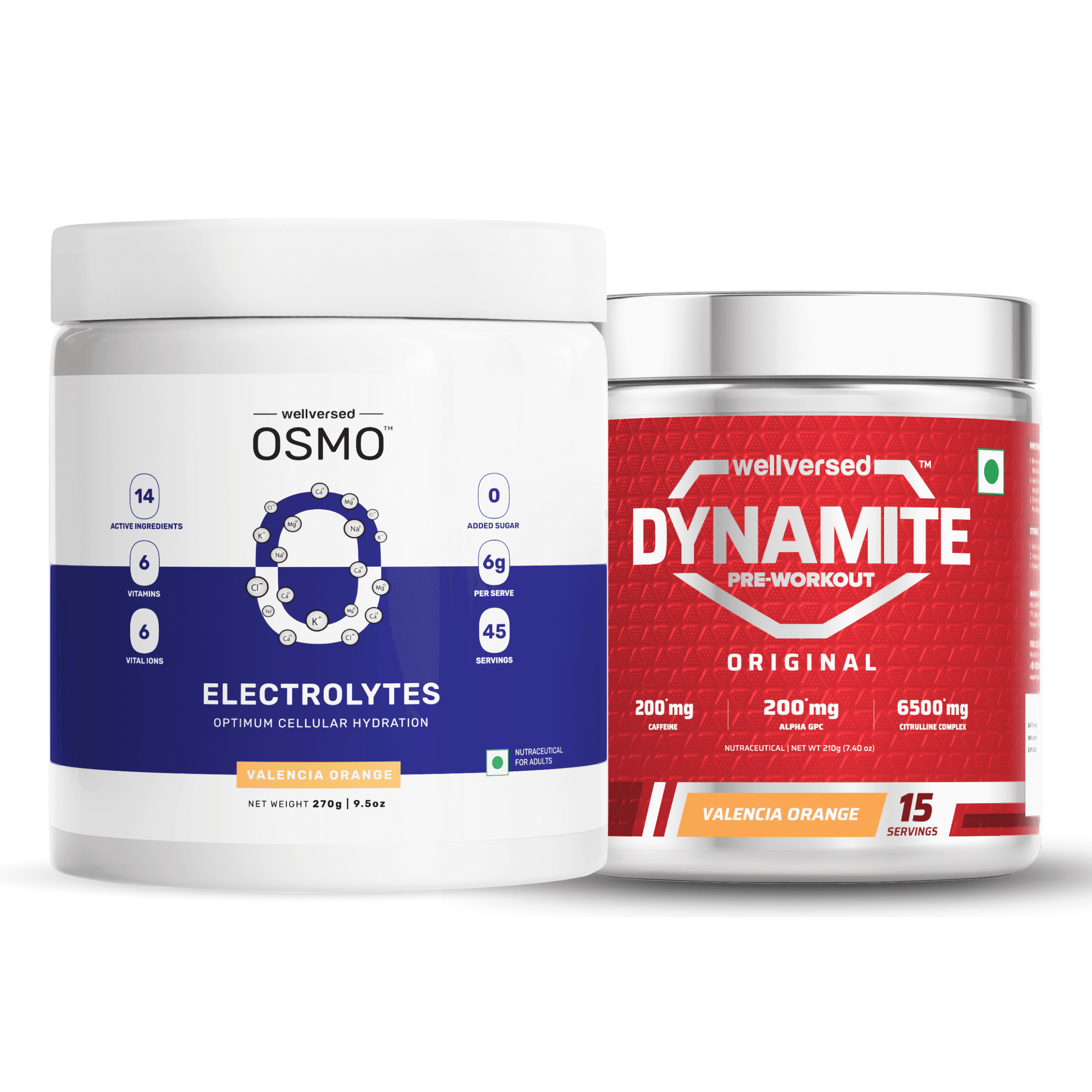 OSMO - Electrolytes (45 servings, Valencia Orange) + Dynamite Pre-Workout | Valencia Orange - (210g, 15 Servings)