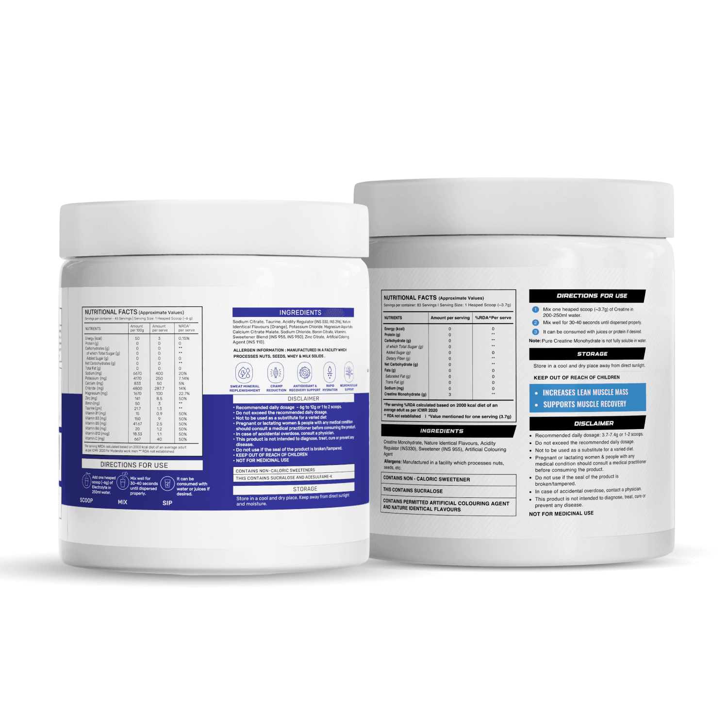 OSMO - Electrolytes (45 servings, Valencia Orange) +  Wellcore Creatine (83 Servings, Kiwi Kick)