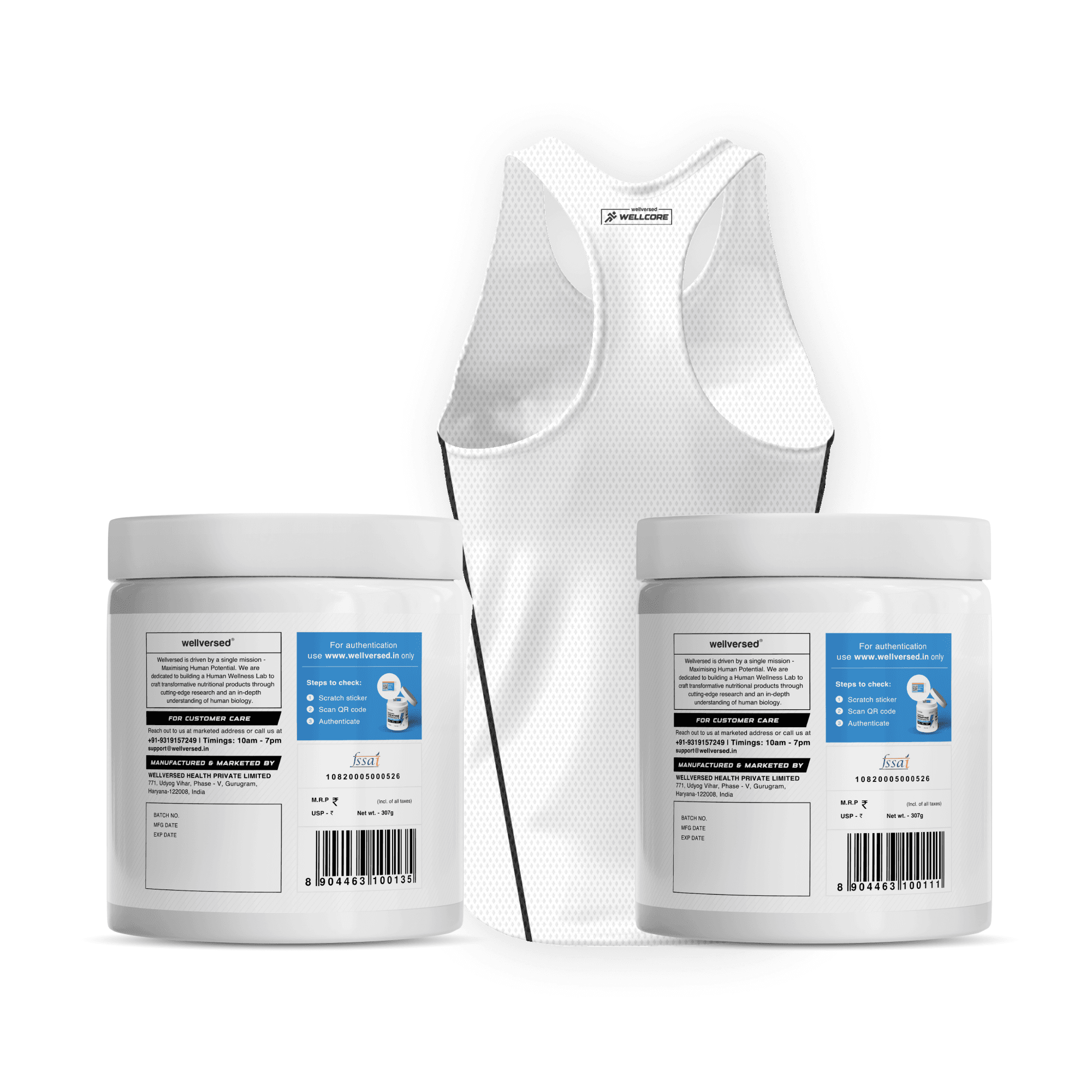 Wellcore - Micronised Creatine Monohydrate (83 Servings, Tropical Tango) + Creatine (83 Servings, Fruit Fusion) + Premium Gym Vest