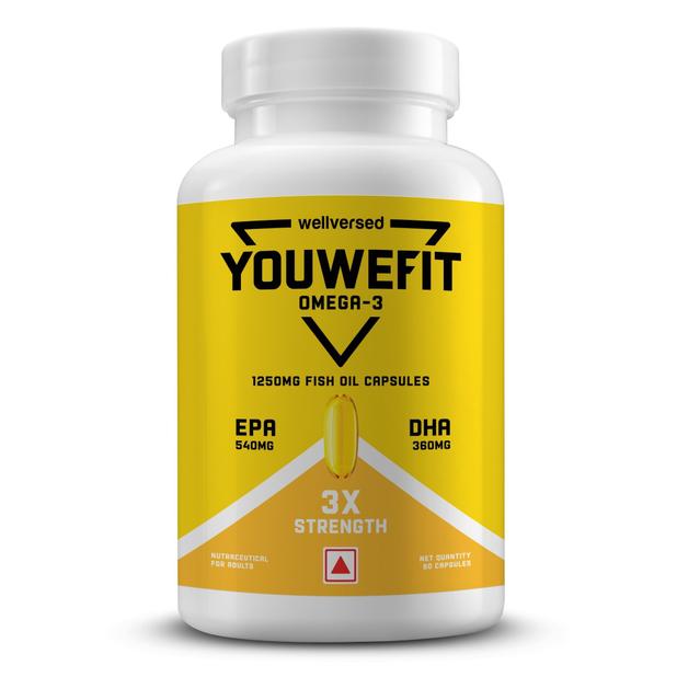 YouWeFit Omega-3 Fish Oil (90 Capsules), 1250mg