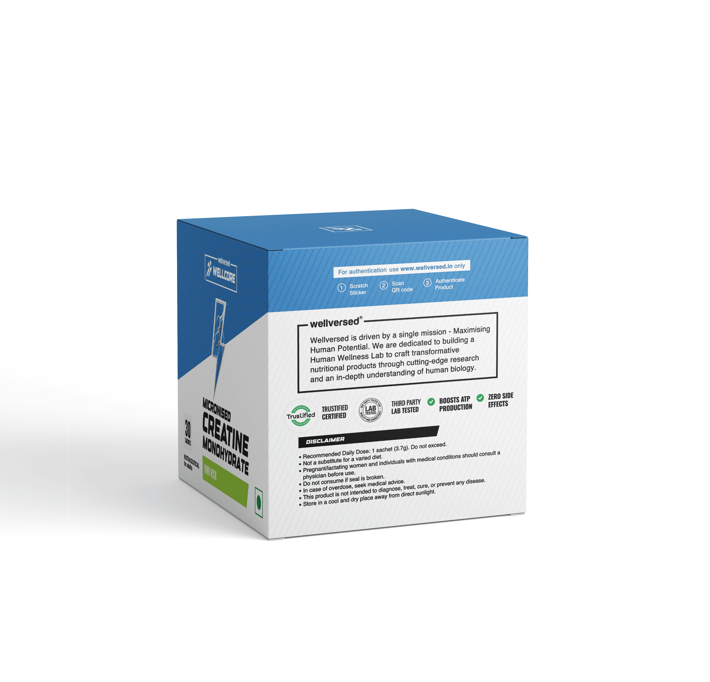 Wellcore - Pure Micronised Creatine Monohydrate | Kiwi Kick (30 Sachets)