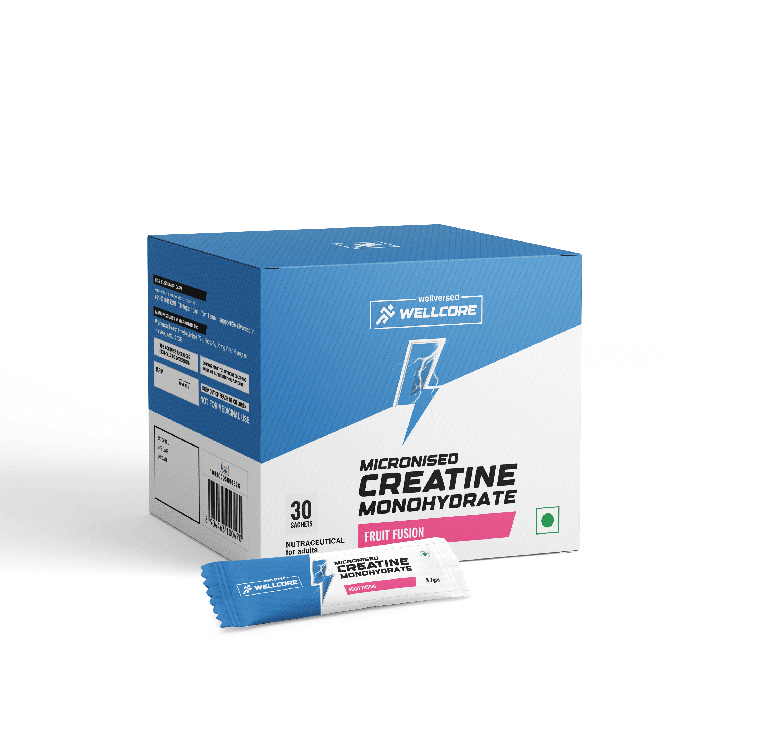 Wellcore - Pure Micronised Creatine Monohydrate | Fruit Fusion (30 Sachets)
