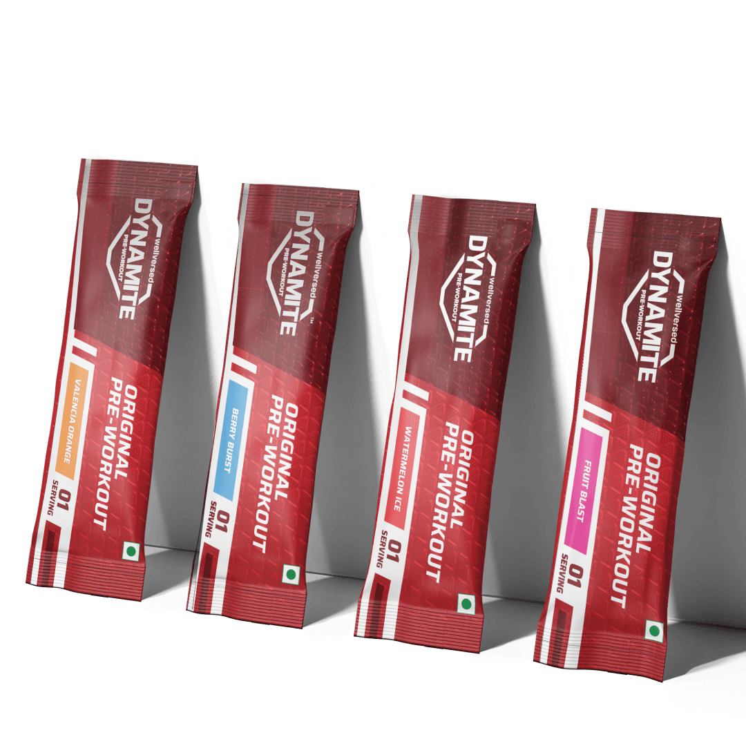 Dynamite Original Pre-workout Sachets (Pack of 8, Assorted Flavours)