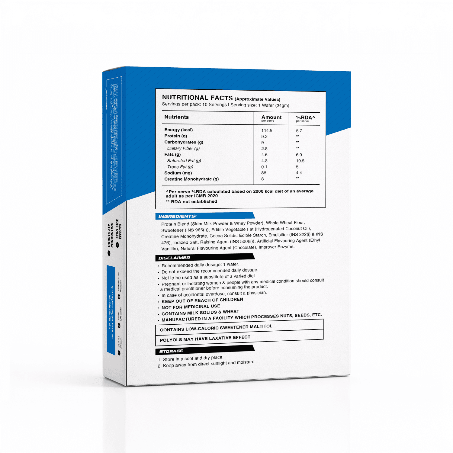 Wellcore - Creatine Wafer Bar | Chocolate Flavour (Pack of 10)