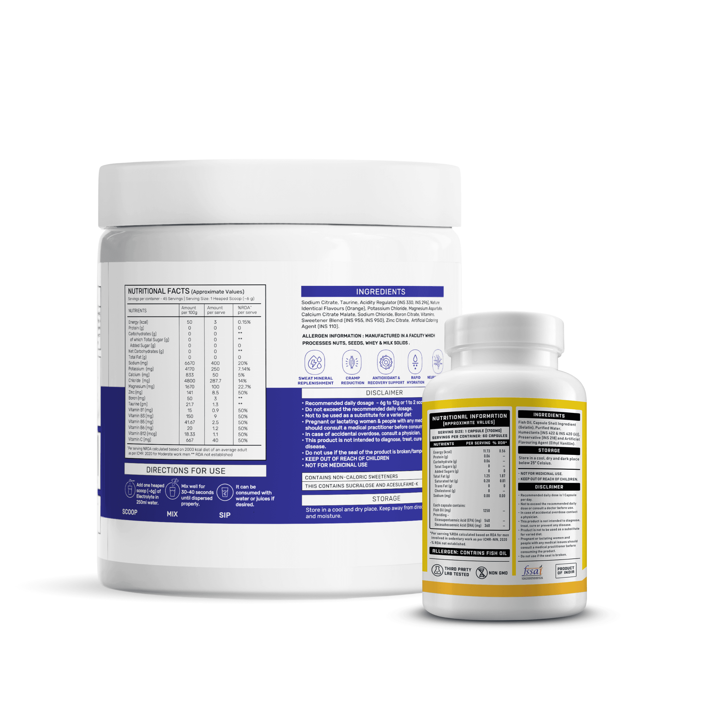 OSMO - Electrolytes (45 servings, Valencia Orange) + YouWeFit Omega-3 Triple Strength Fish Oil (1250mg, 60 Capsules)