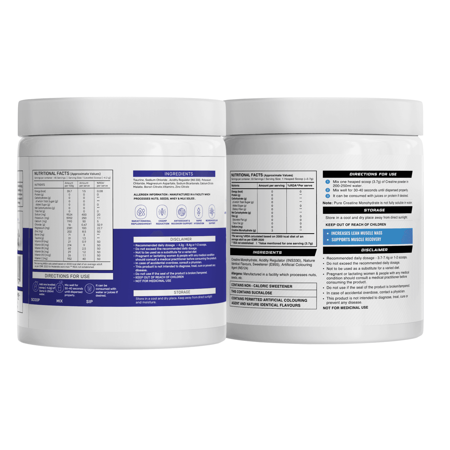 OSMO Electrolytes Unflavoured (45 Servings, 189g) + Wellcore Creatine (33 Servings, Fruit Fusion)