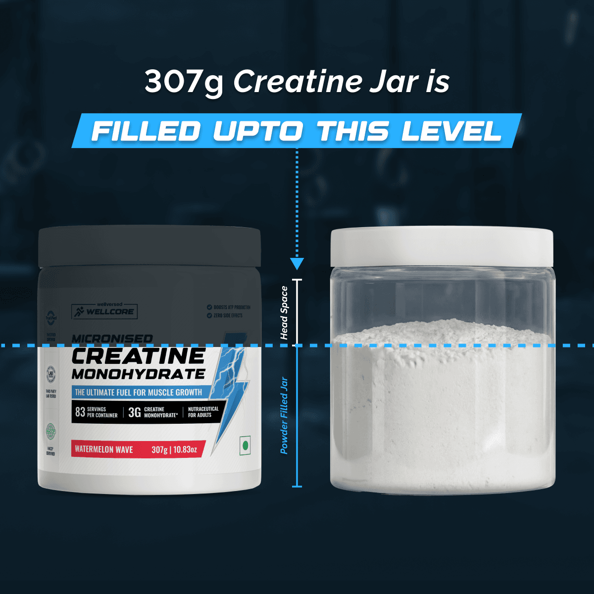 Wellcore - Pure Micronised Creatine Monohydrate | Watermelon Wave (307g, 83 servings)