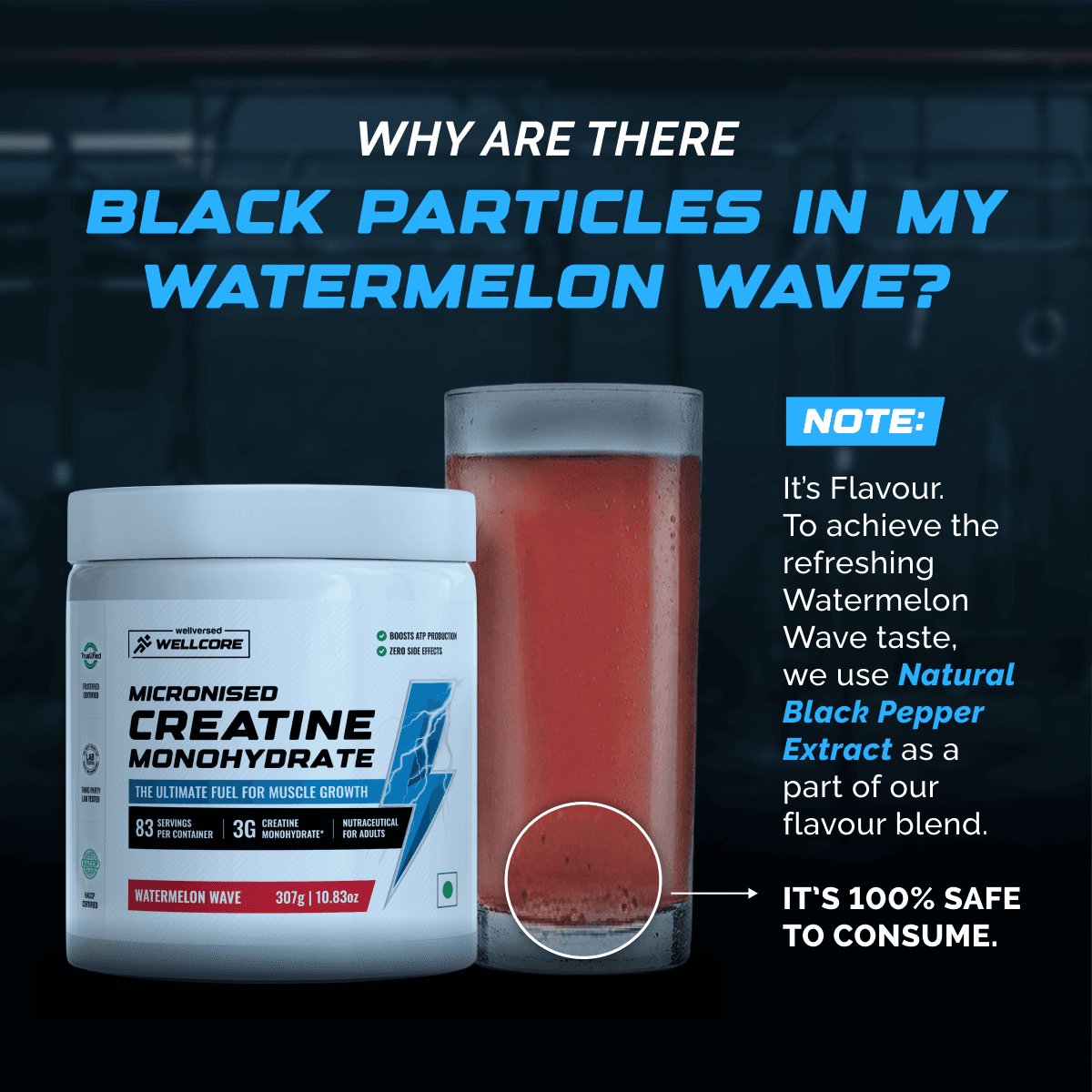 Wellcore - Pure Micronised Creatine Monohydrate | Watermelon Wave (307g, 83 servings)