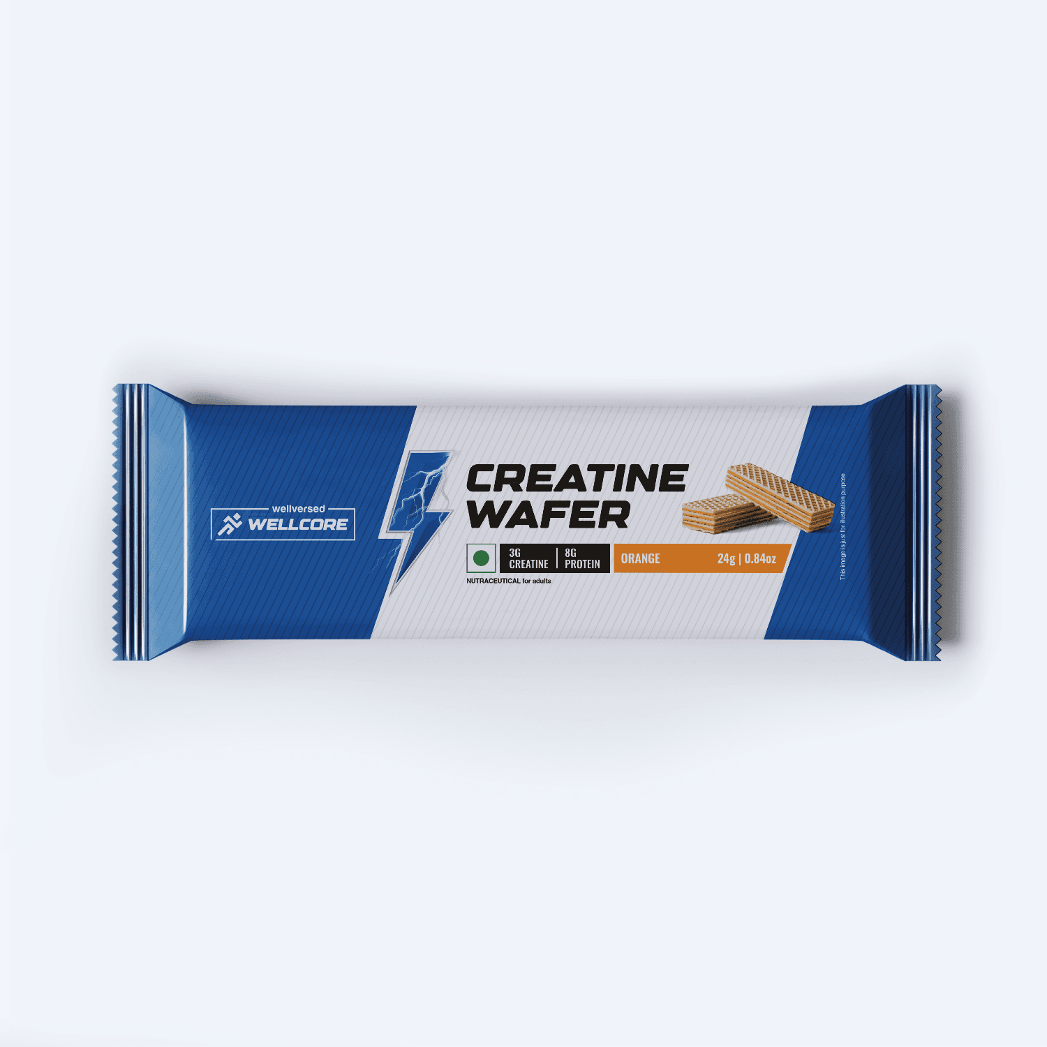 Wellcore - Creatine Wafer Bar | Orange Flavour (Pack of 10)