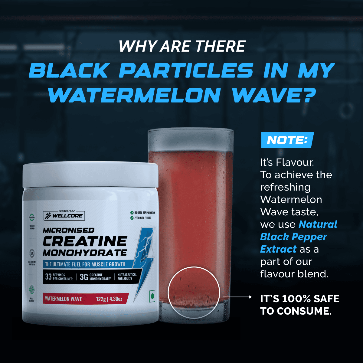 Wellcore - Pure Micronised Creatine Monohydrate | Watermelon Wave (122g, 33 servings)