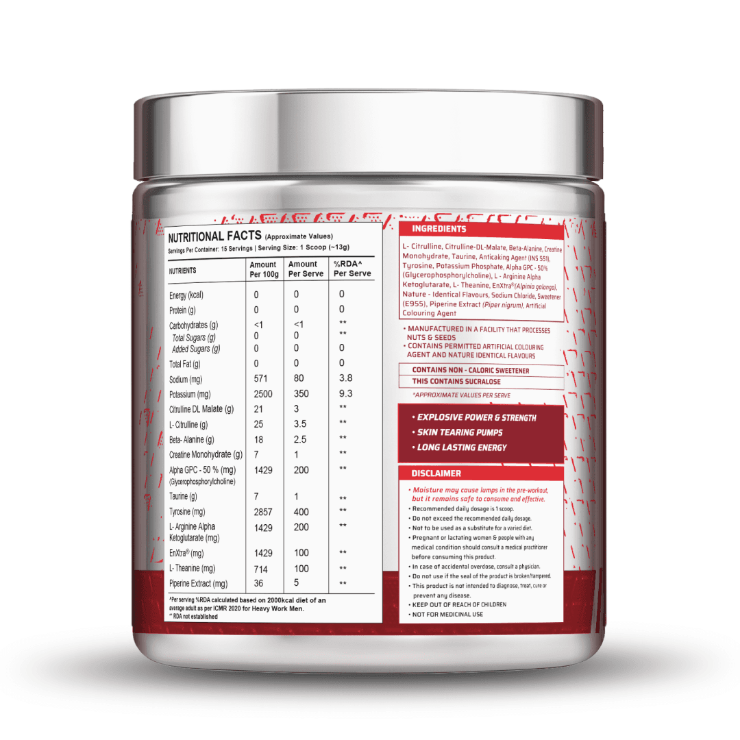 Dynamite Pre-Workout Caffeine Free (195g, 15 Servs) | Aam Panna