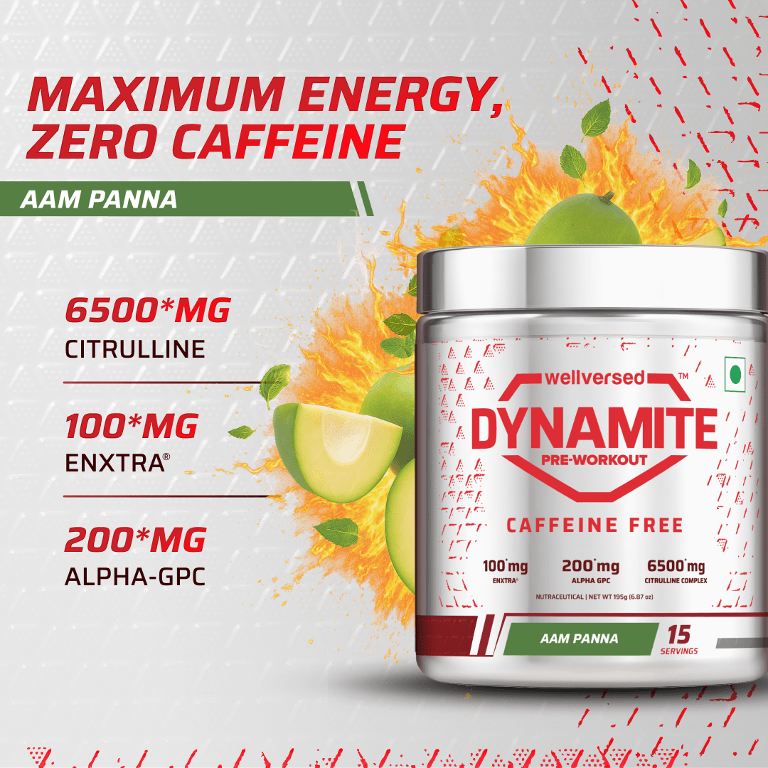 Dynamite Pre-Workout Caffeine Free (195g, 15 Servs) | Aam Panna