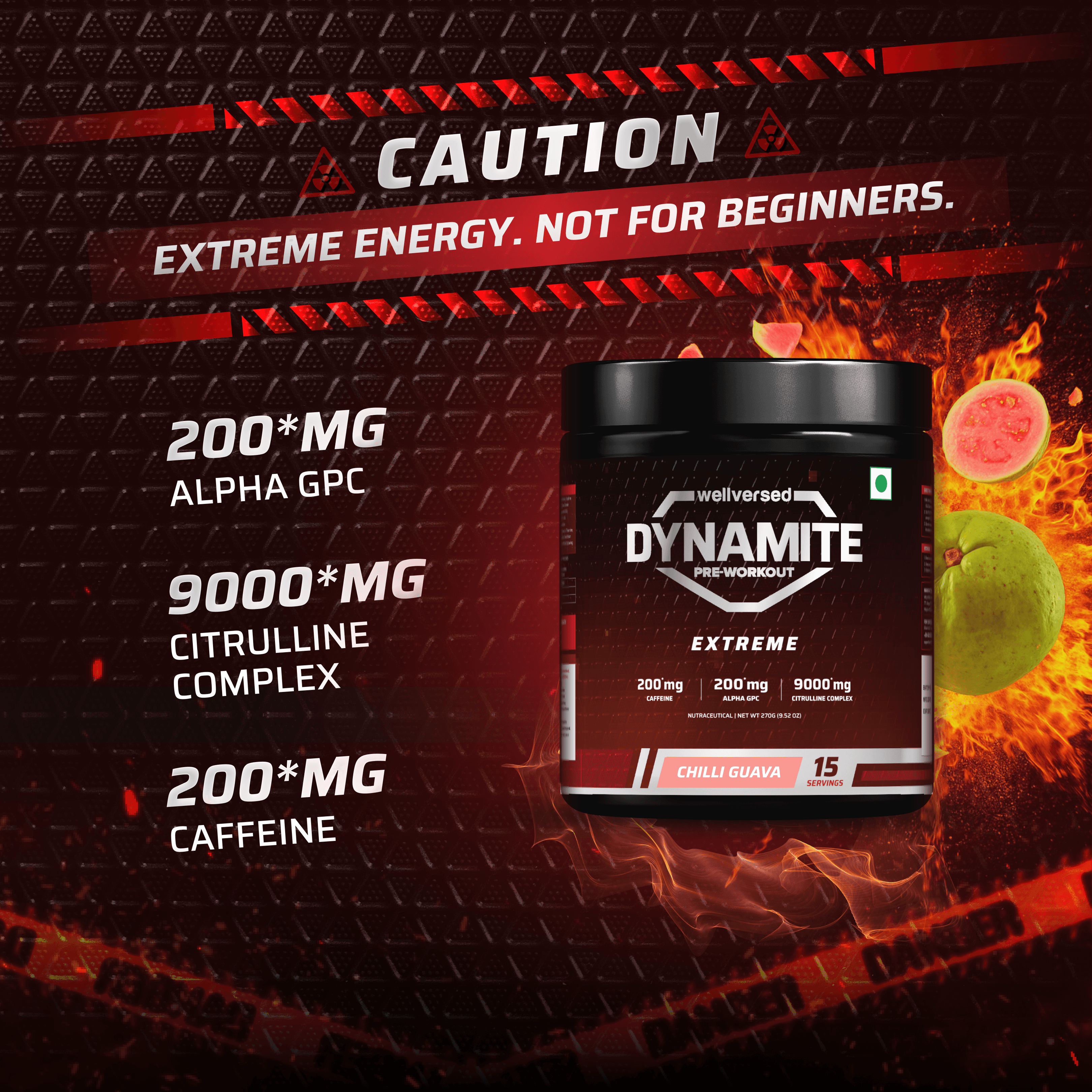 Dynamite Pre-Workout EXTREME (270g, 15 Servings) | Chilli Guava