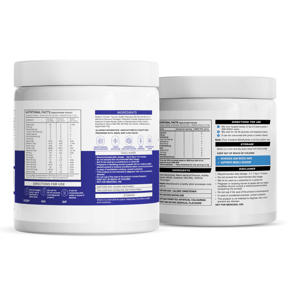 OSMO - Electrolytes (45 servings, Valencia Orange) +  Wellcore Creatine (33 Servings, Kiwi Kick)